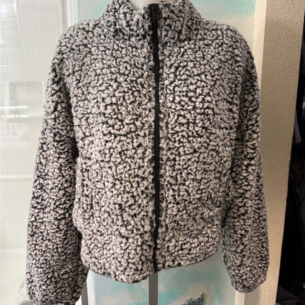 Express Black and White Faux Fur Jacket